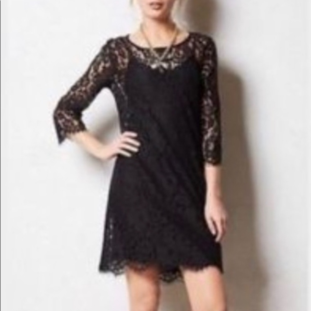 Anthropologie HD in Paris black lace sheath dress